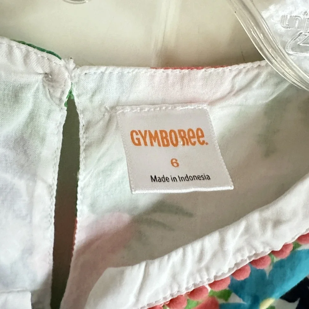 Gymboree Sleeveless Dress Girls 6 Tropical‎ Cotton Green Blue Peach